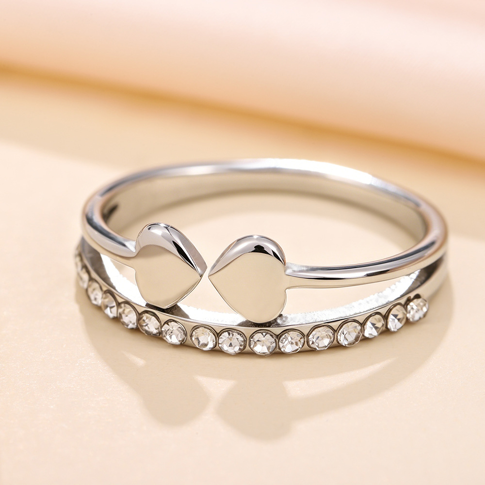 Double heart silver