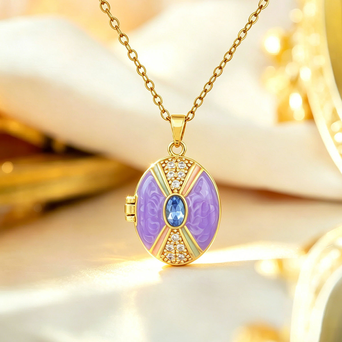 Xl4591 purple photo clip pendant gold
