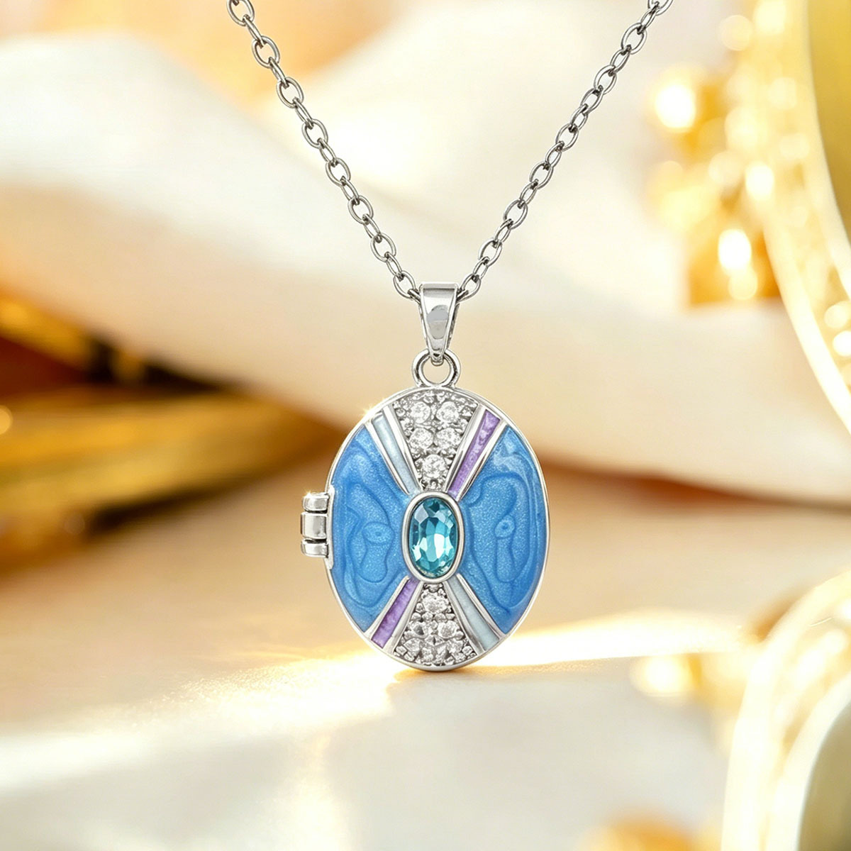 Xl4591 blue photo clip pendant silver