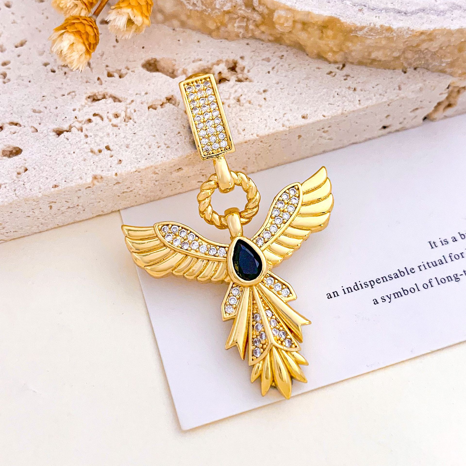 Xl1936 phoenix pendant gold black