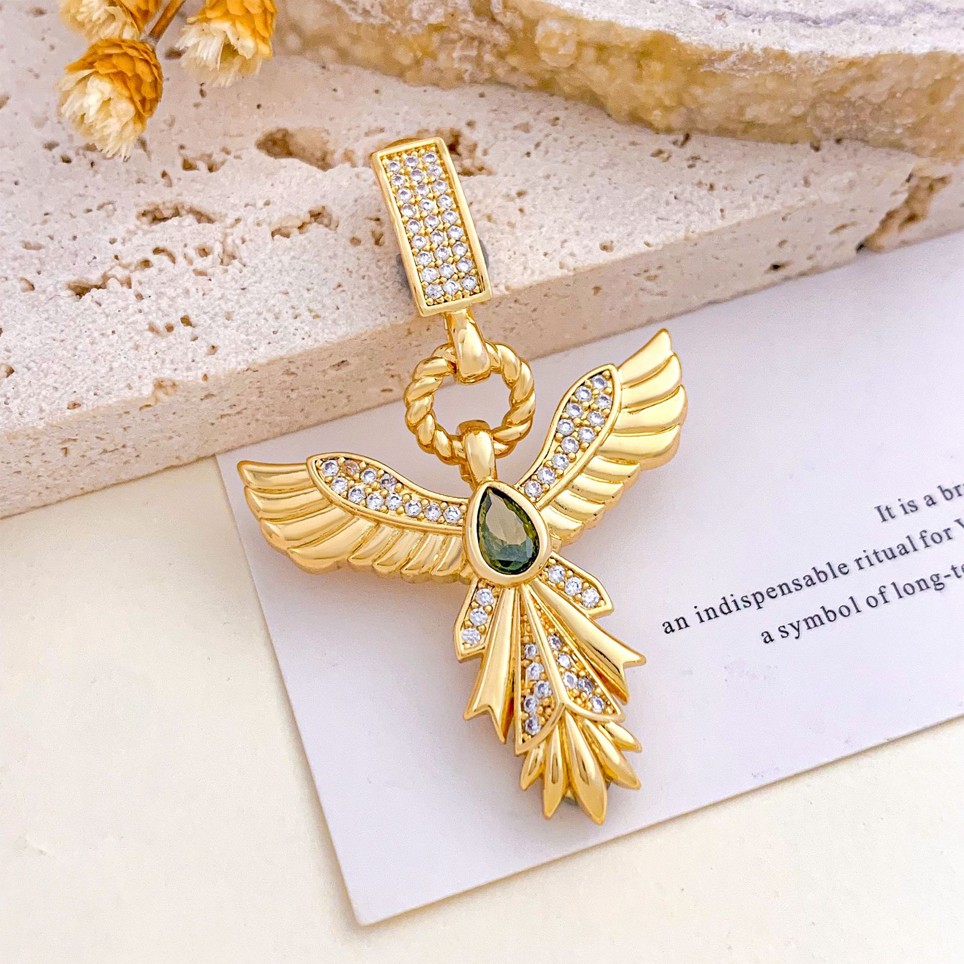 Xl1936 phoenix pendant gold olive green