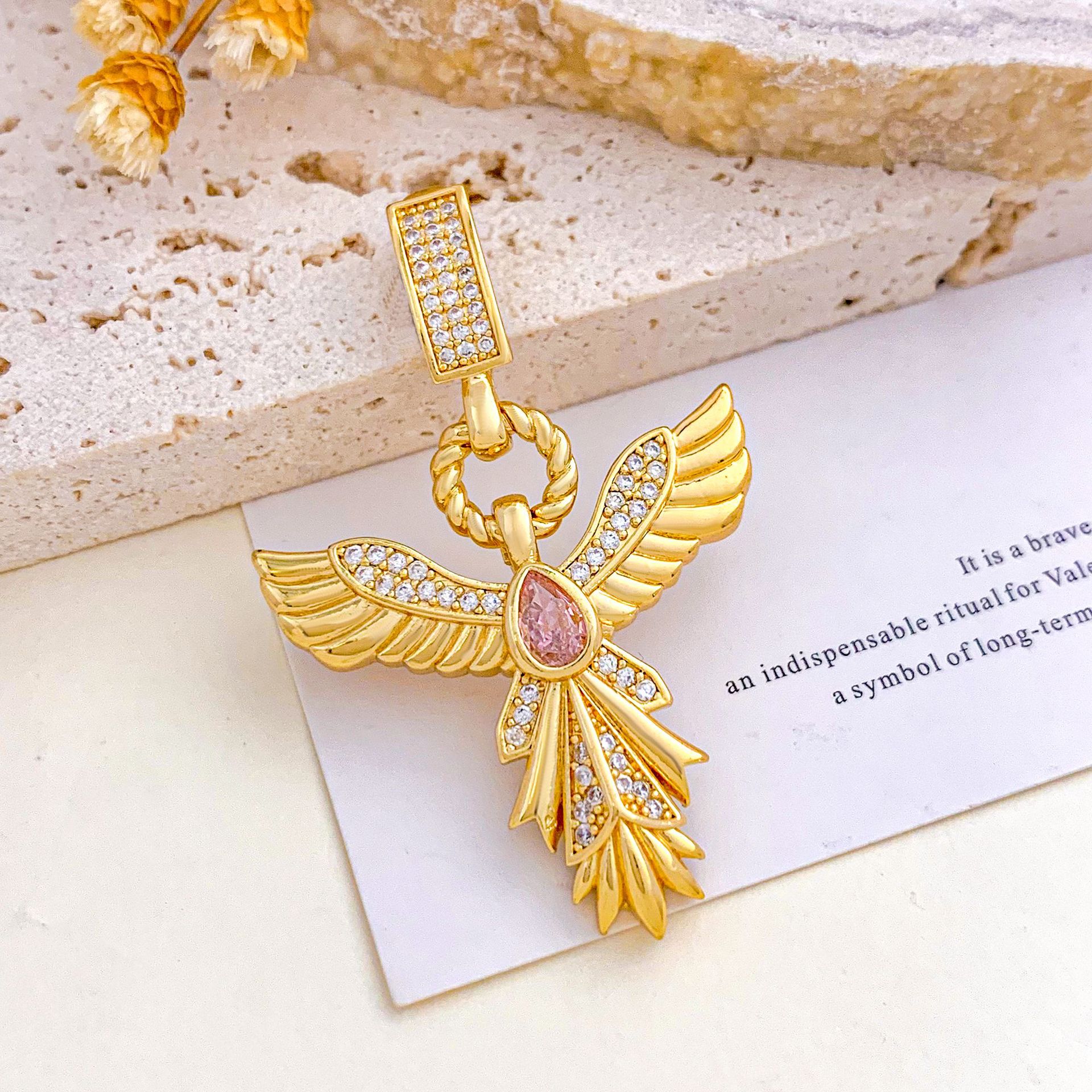 Xl1936 phoenix pendant gold pink