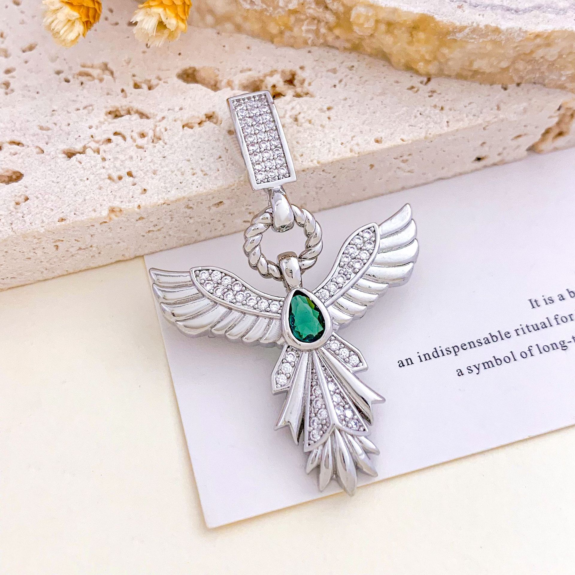 Xl1936 phoenix pendant silver green