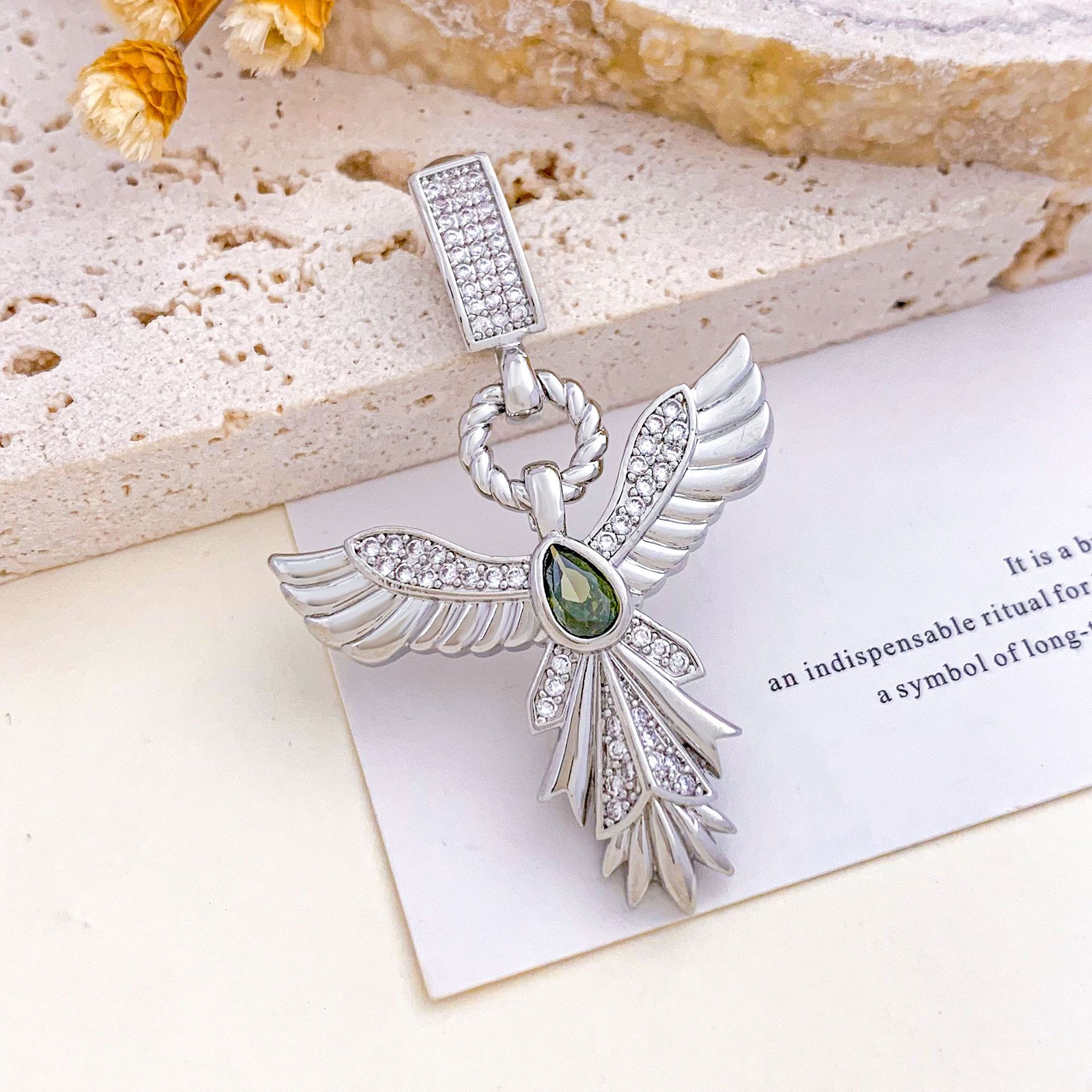 Xl1936 phoenix pendant silver olive green
