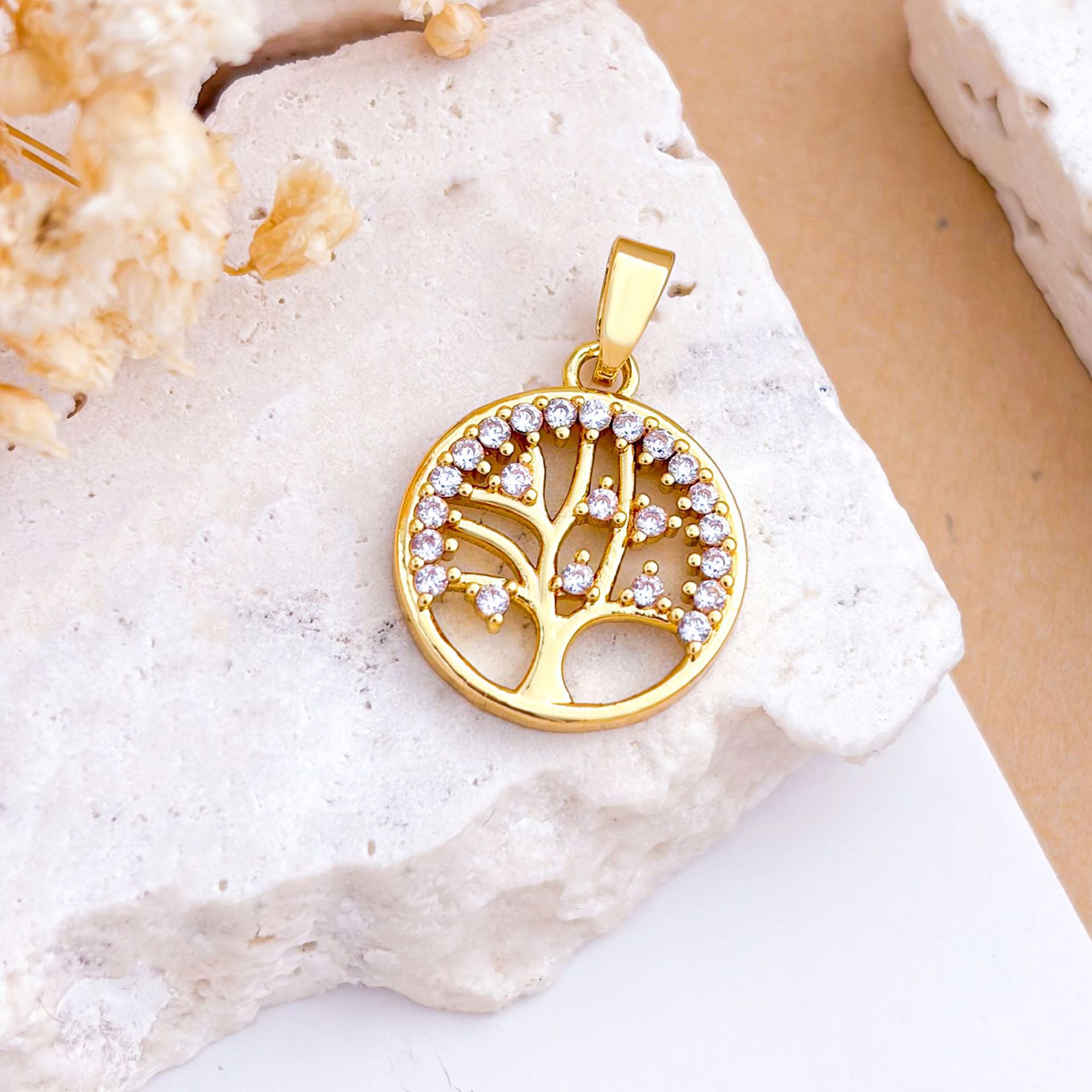 Xl1987 small tree pendant gold
