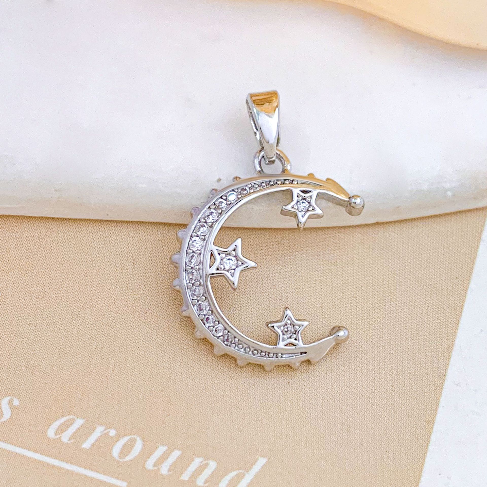 Xl2227 moon pentagram pendant silver