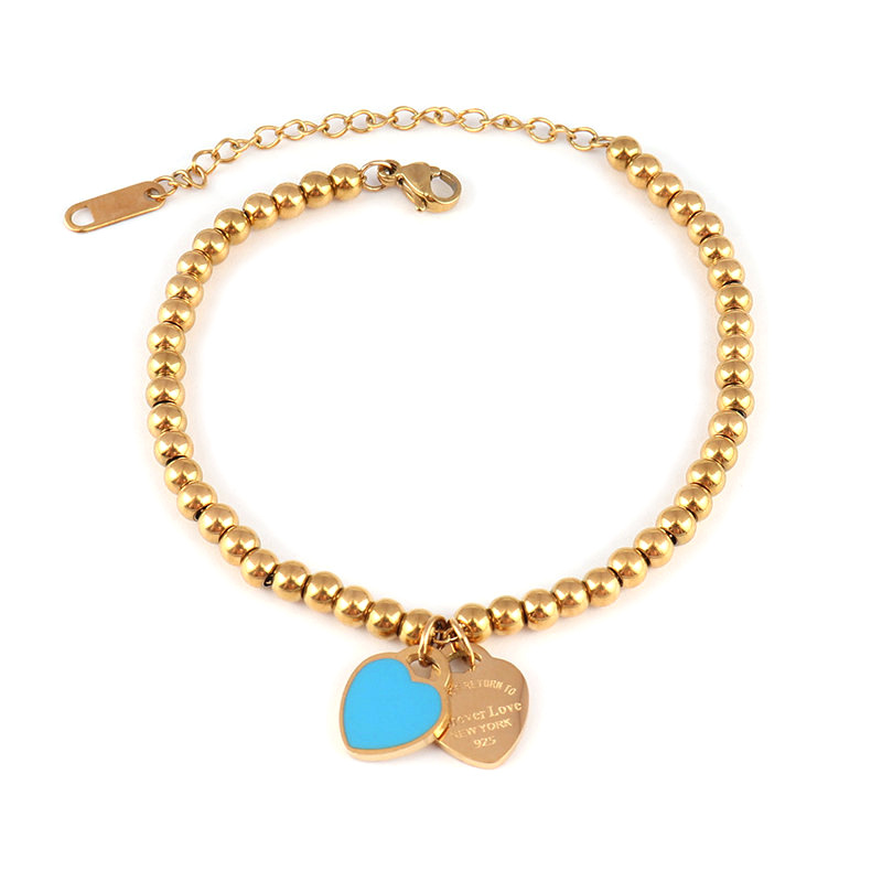 B1252 blue heart bracelet-gold