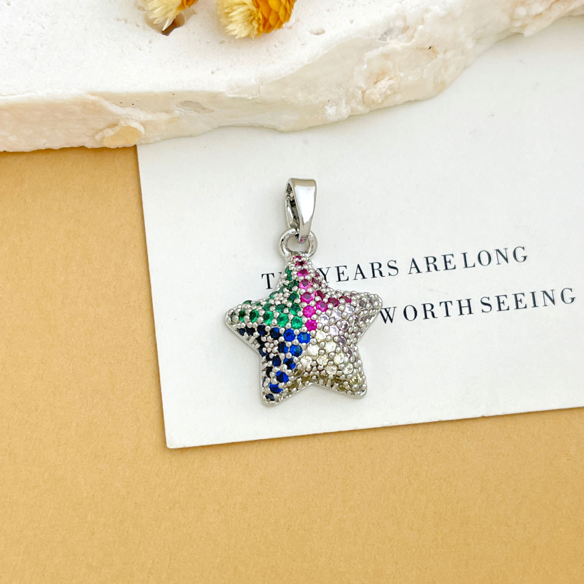 Xl1767 full zirconium color star pendant silver