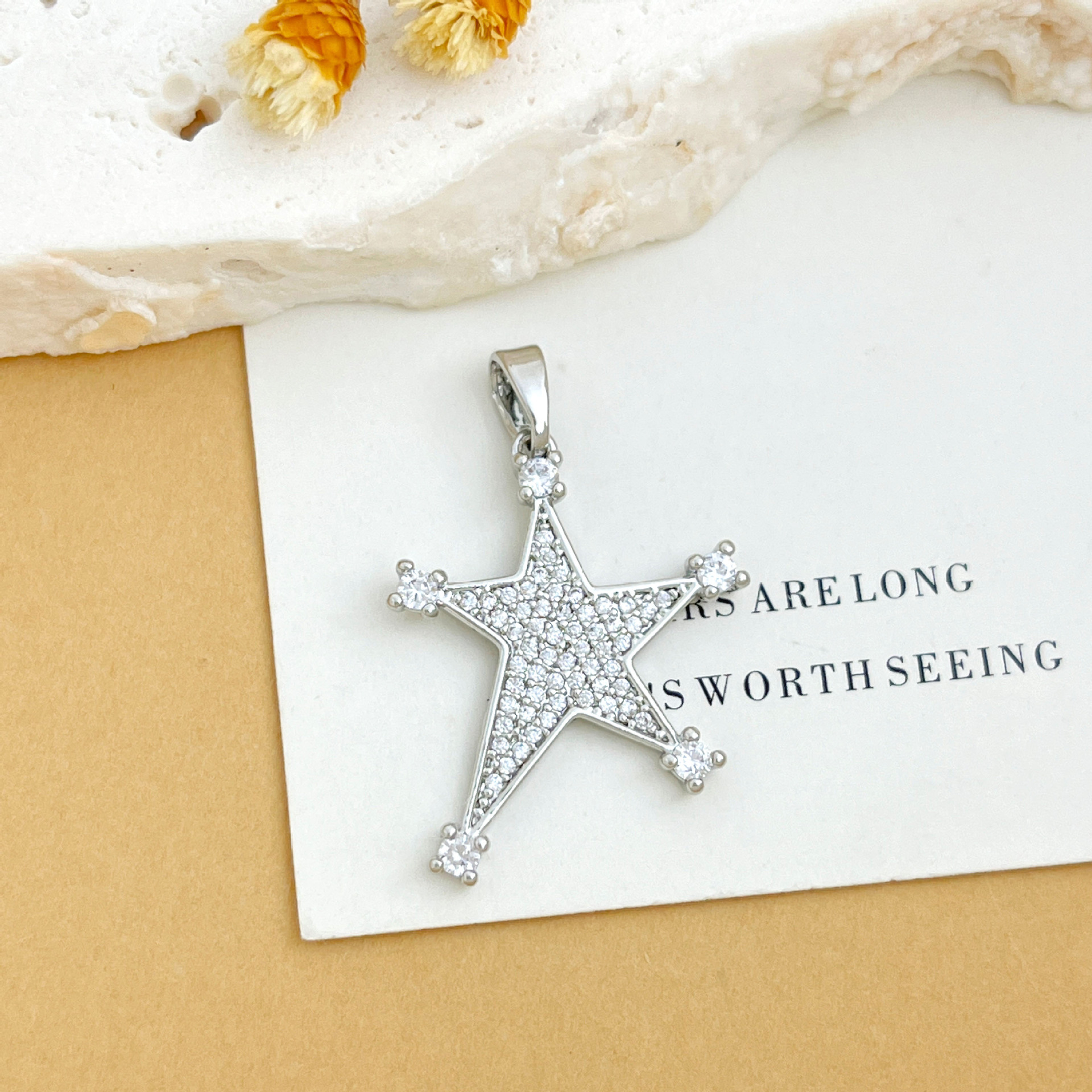 Xl5788 large five-pointed star pendant silver