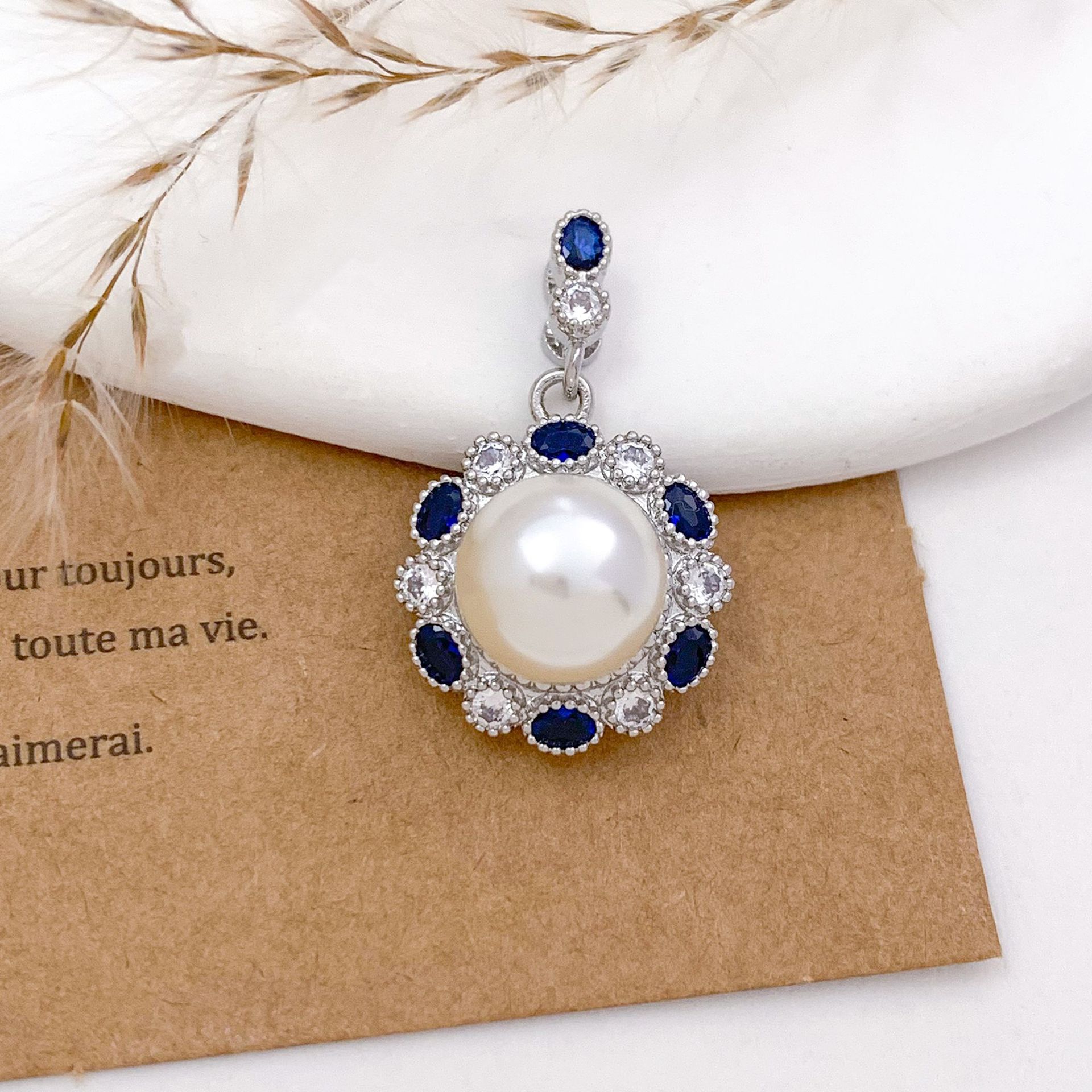 Xl1283 vintage blue pendant silver