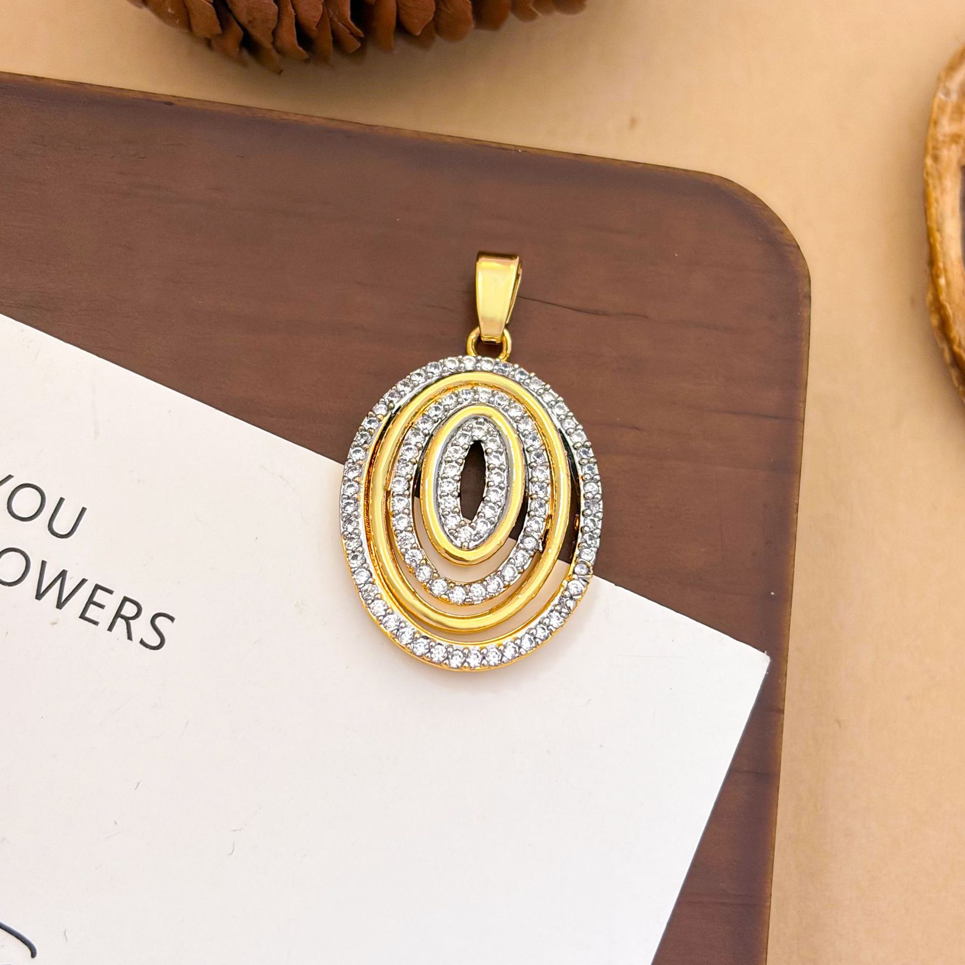 Xl3543 oval ring two-color pendant
