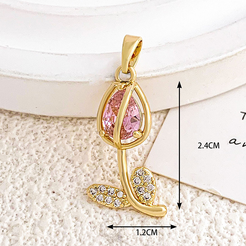 Xl2385 pink tulip pendant gold