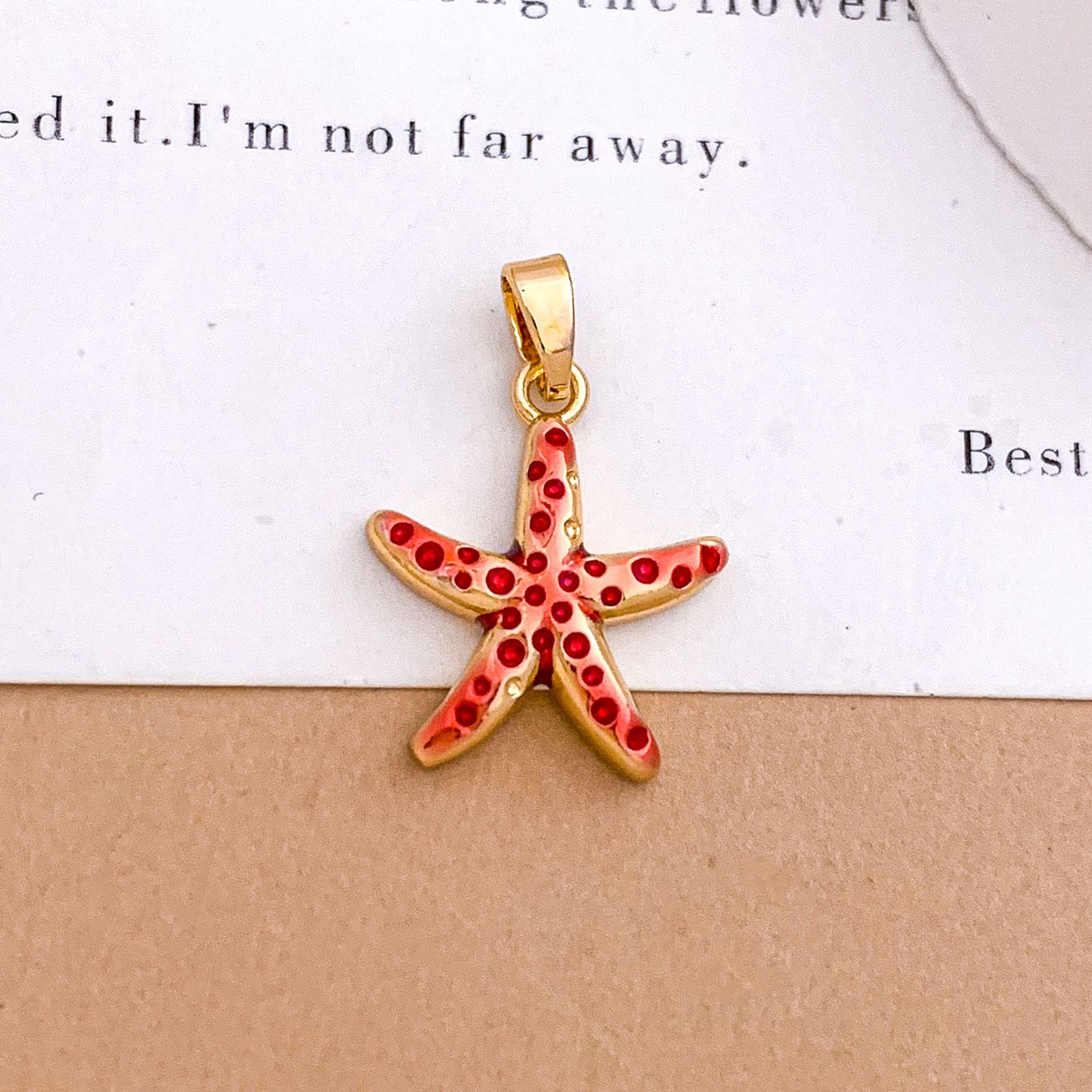 Xl4575 starfish pendant gold red