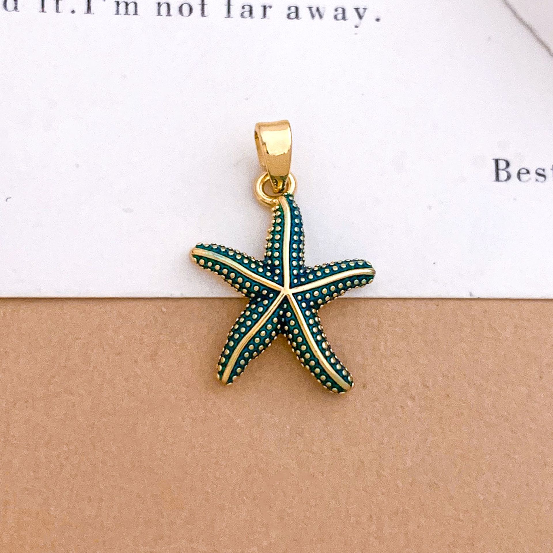 Xl4576 lively starfish pendant gold blue