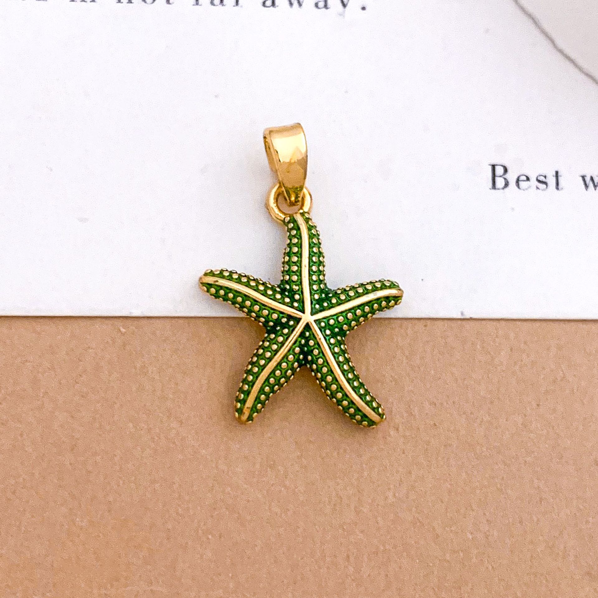 Xl4576 lively starfish pendant gold green