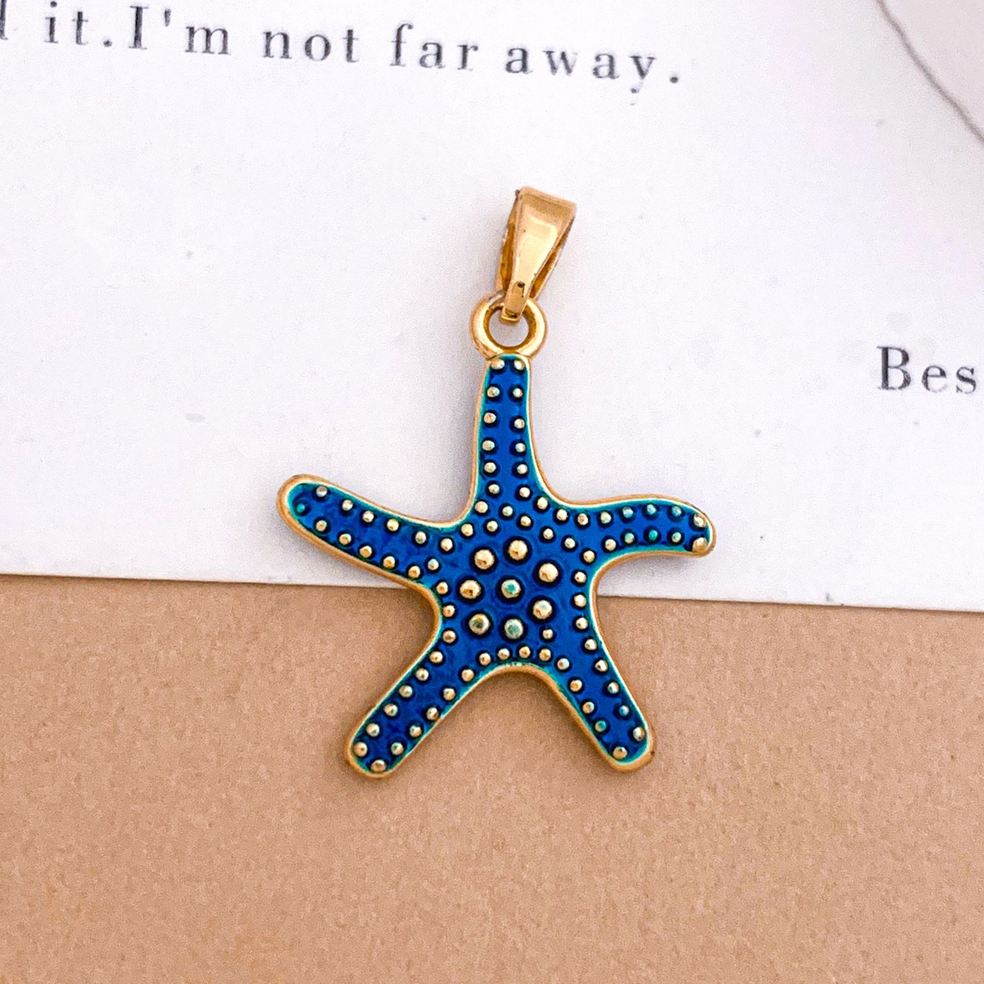 Xl4923happy starfish pendant gold blue