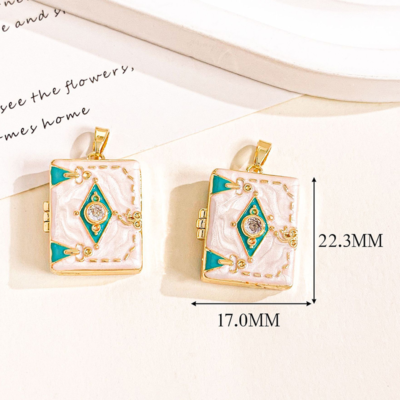 Xl4682 diamond-shaped gold and white photo clip pendant can be opened