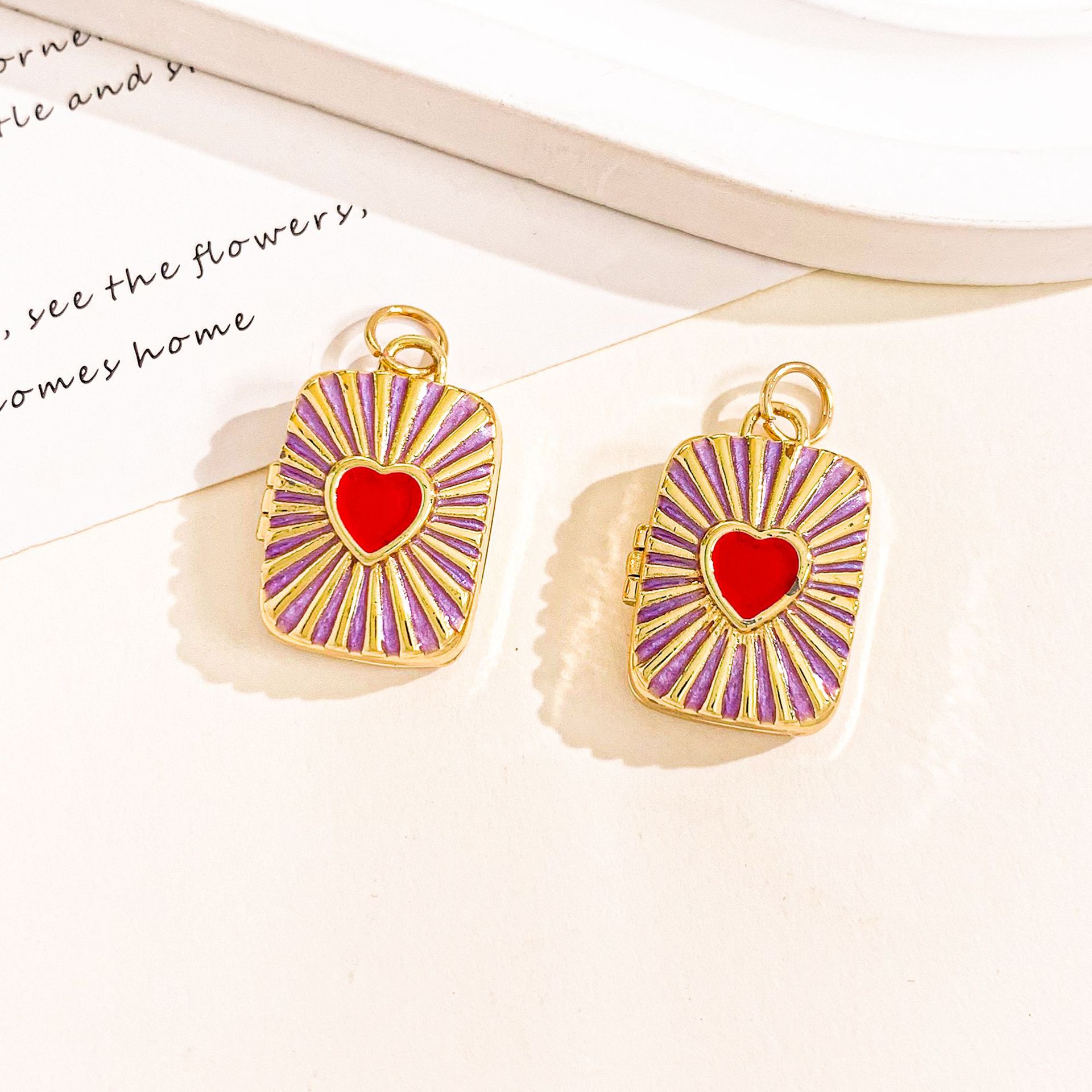Xl4692 love golden purple photo clip pendant can be opened