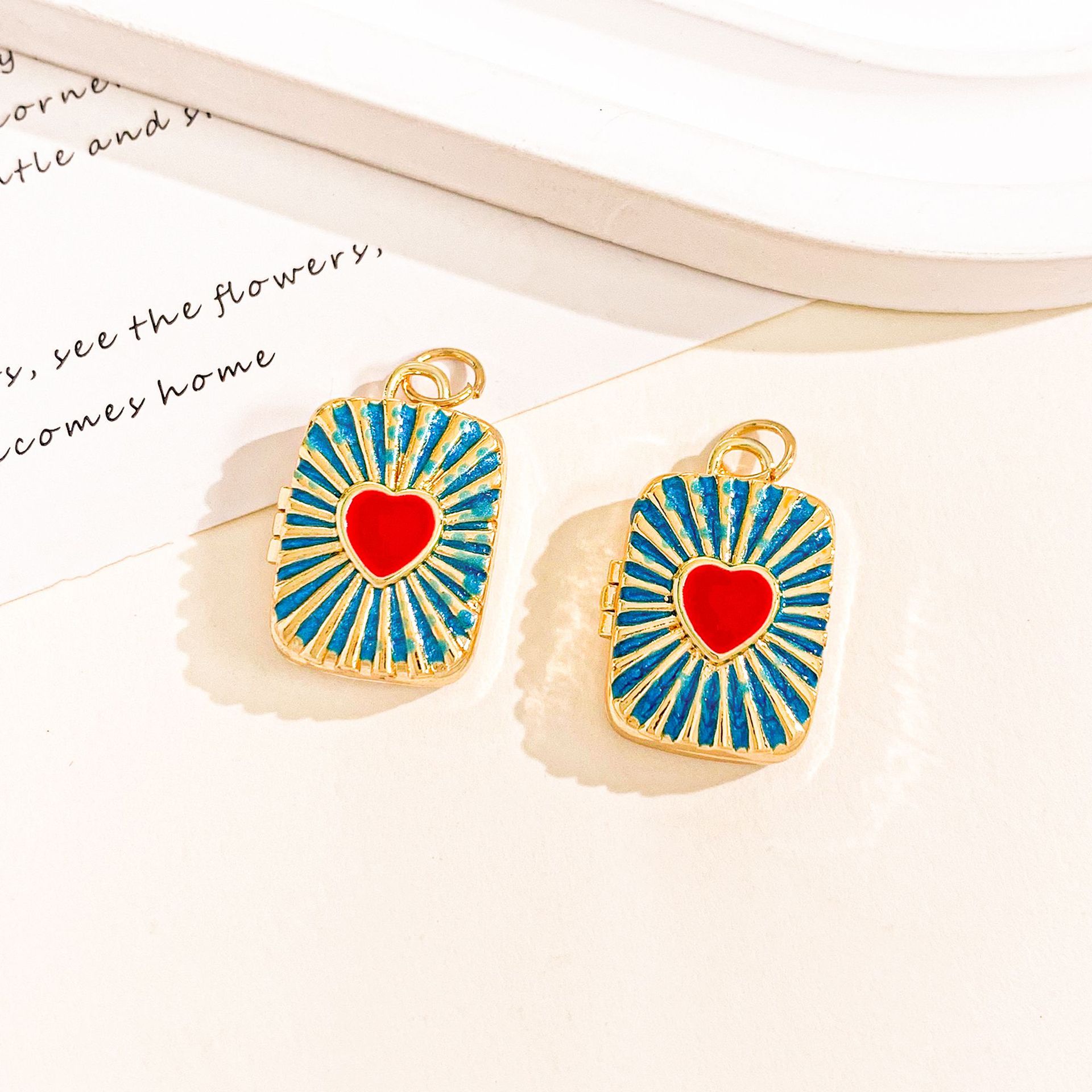 Xl4692 love golden blue photo clip pendant can be opened