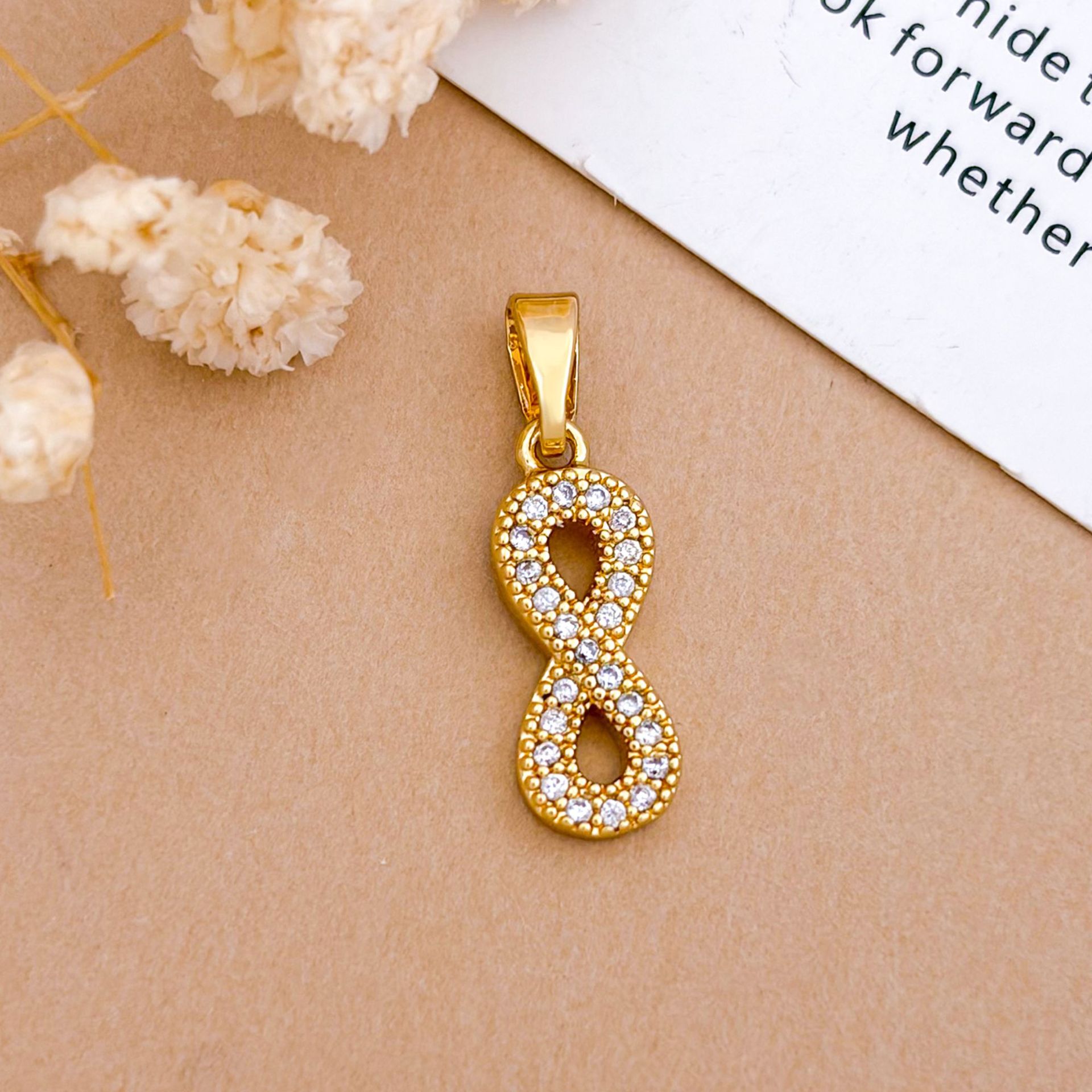 Xl5771 full zirconium infinity pendant gold