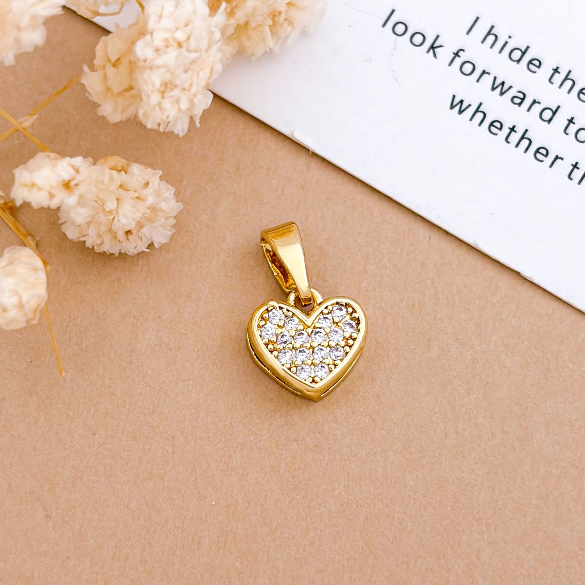 Xl5773 full zirconium love pendant gold