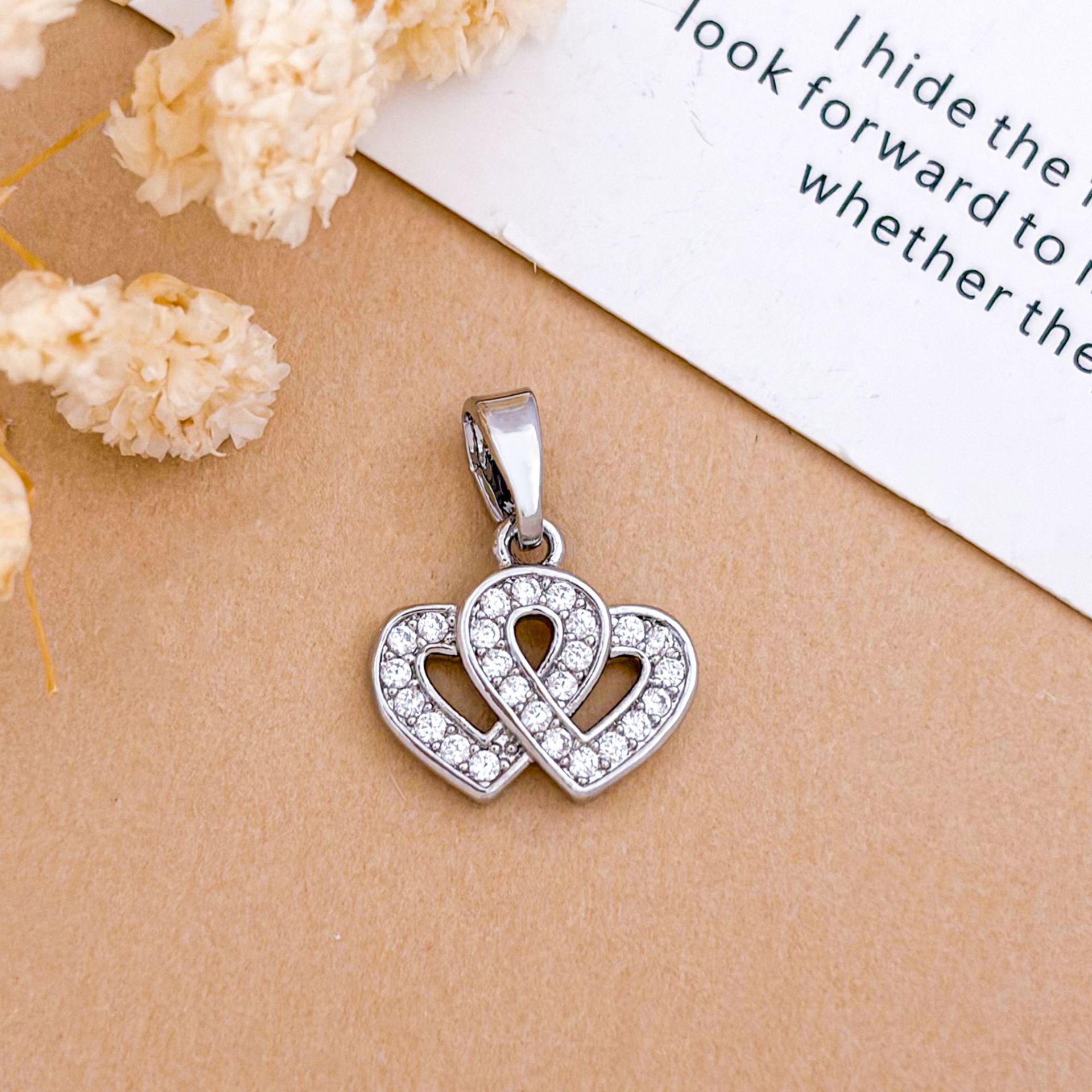 Xl5783 hollow double love pendant silver