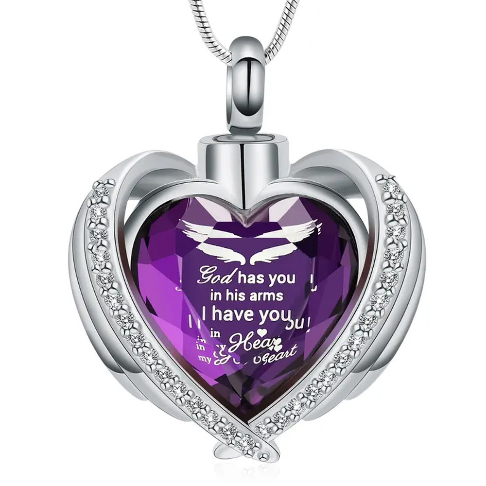 Purple heart shaped stone pendant