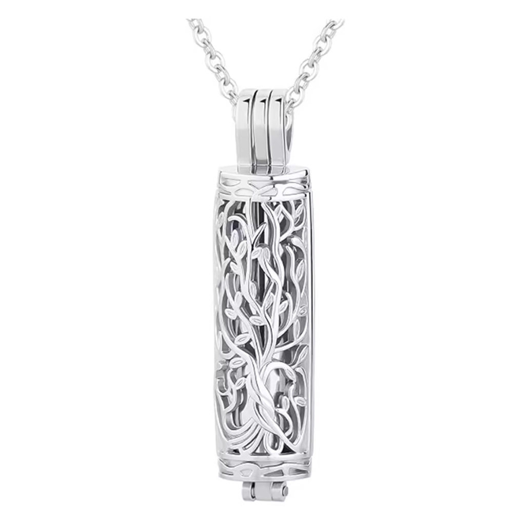 Silver cylindrical hollow pendant