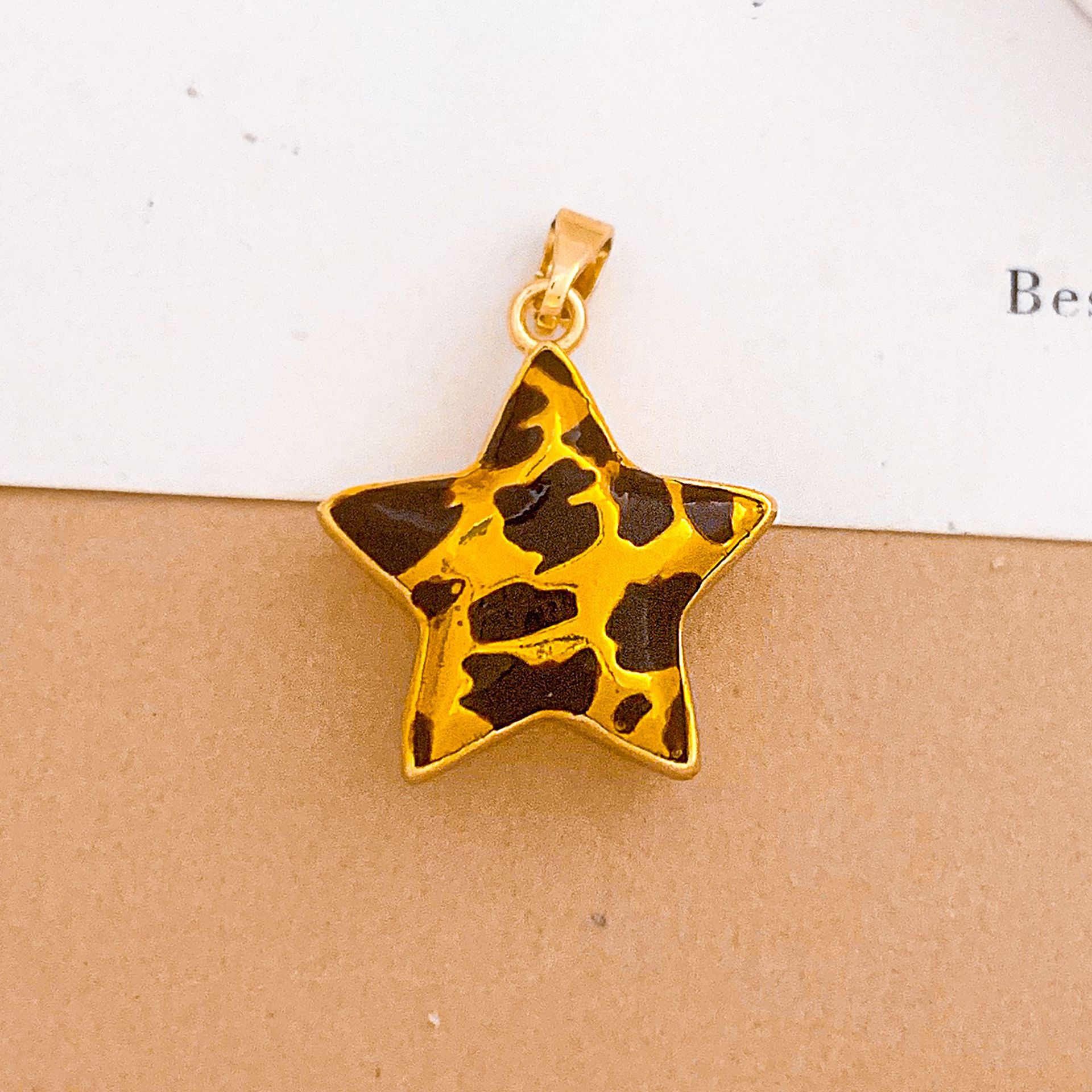 Xl5206 leopard print five-pointed star pendant gold