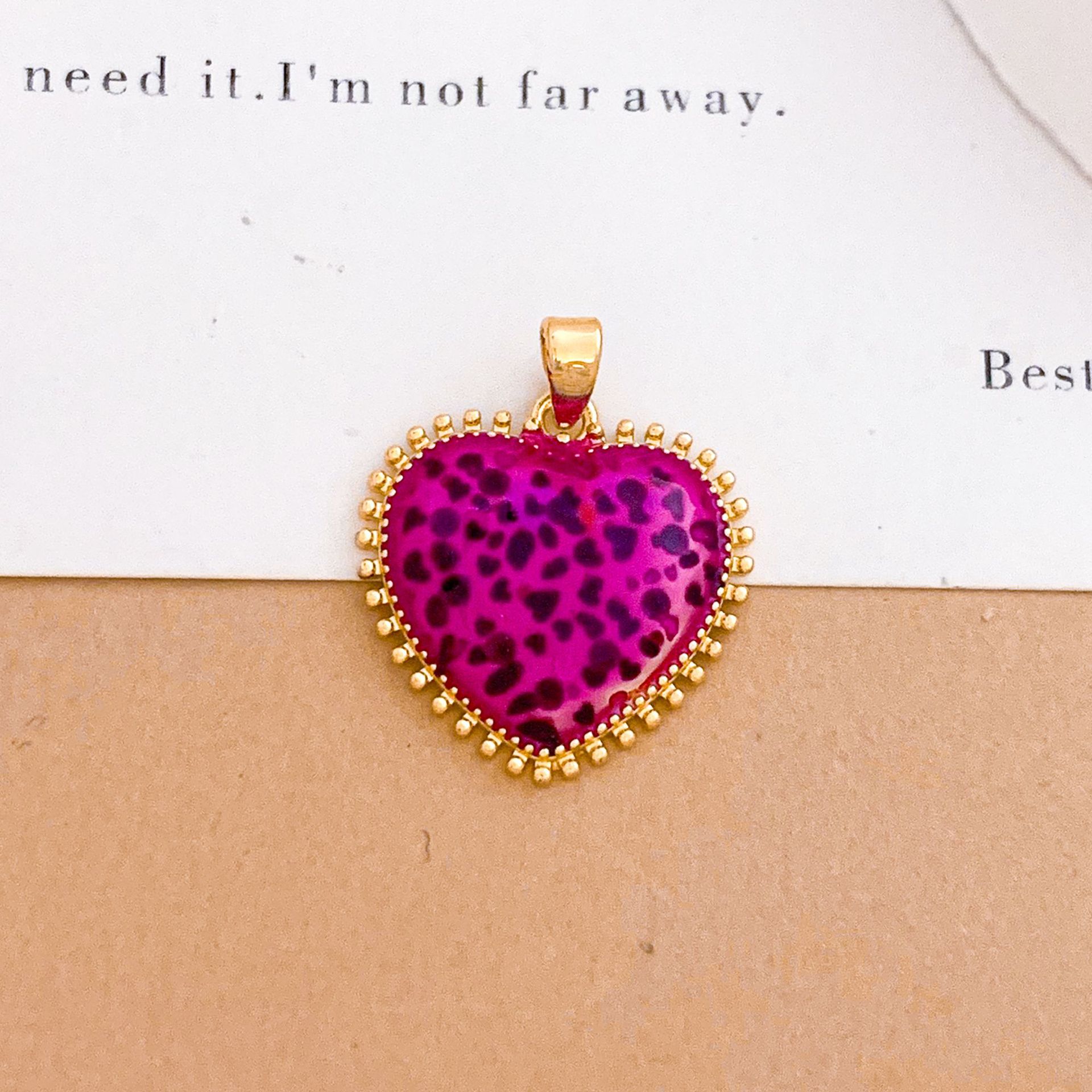 Xl5219 leopard print lace love pendant gold purple