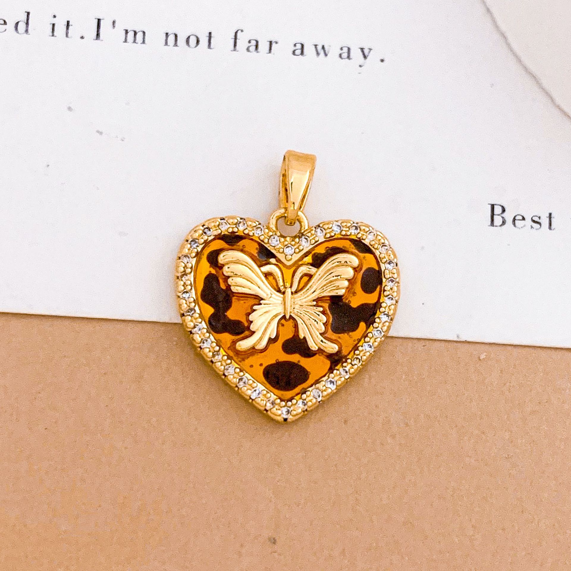 Xl5242 leopard print butterfly love pendant gold