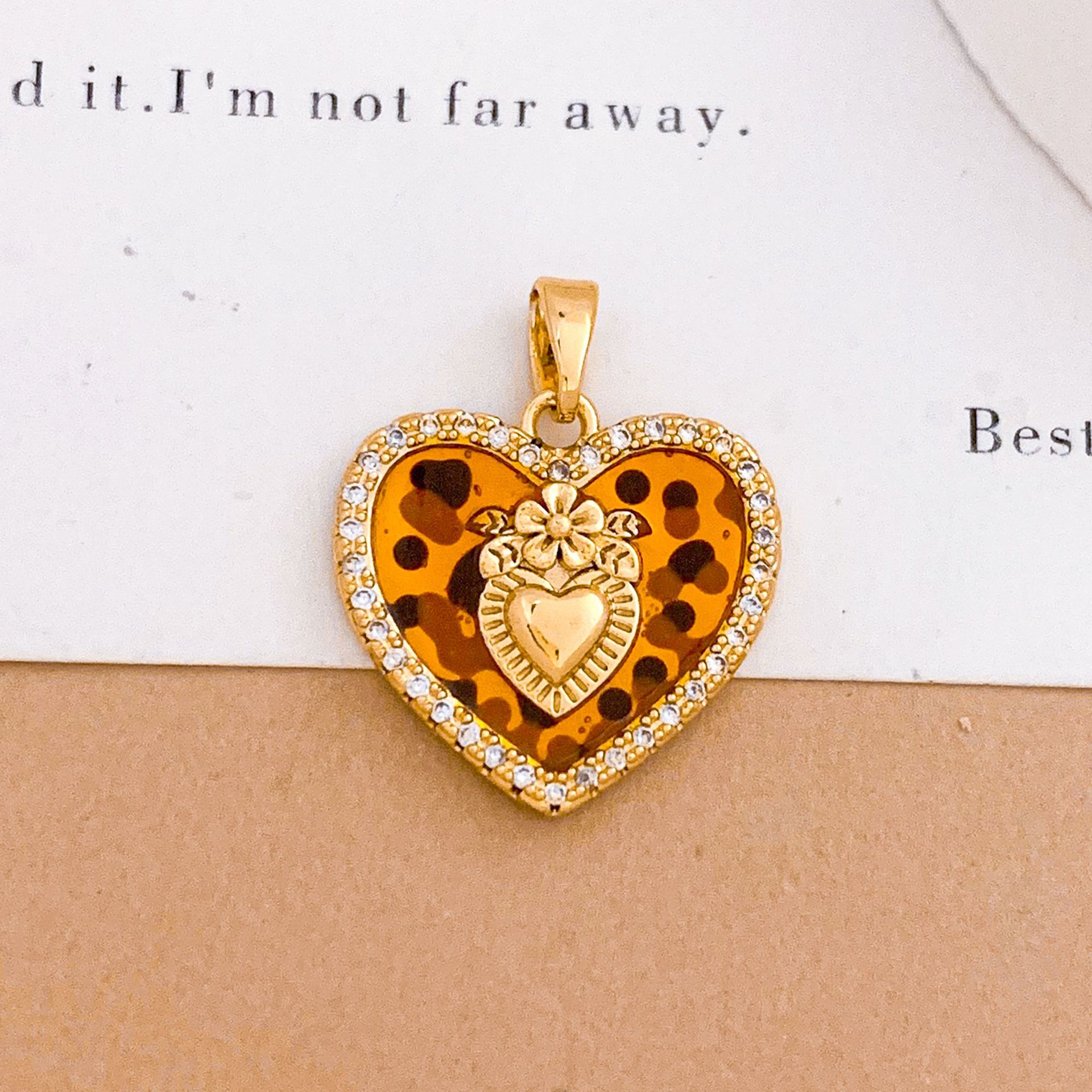 Xl5244 leopard print double love pendant gold