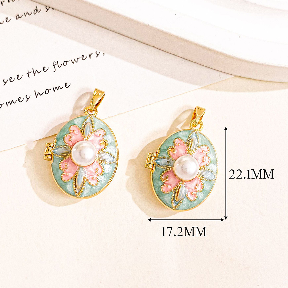 Xl4563 flower gold light blue photo clip pendant can be opened