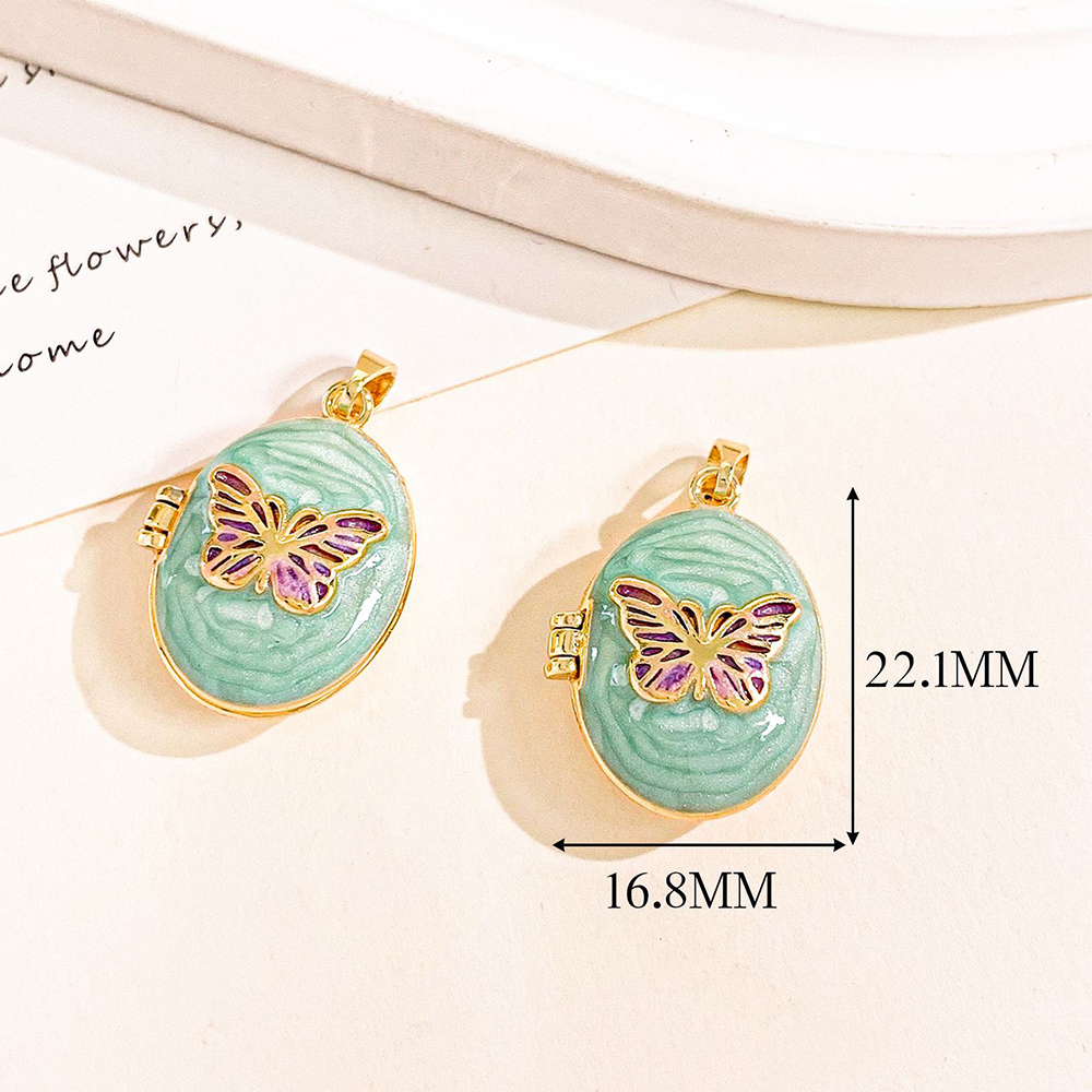 Xl4652 butterfly gold light blue photo clip pendant can be opened