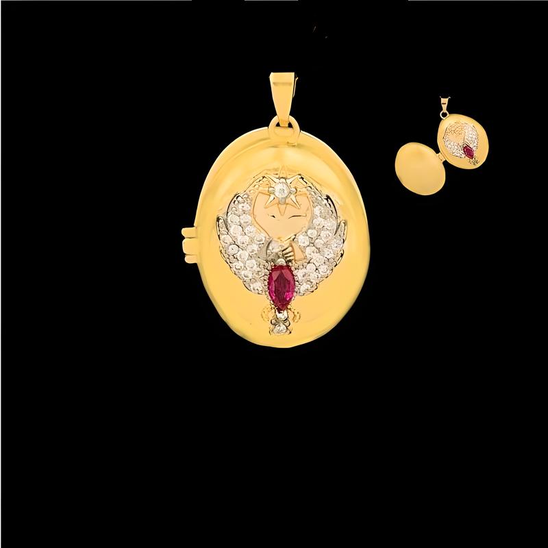 Xl3706 eagle opening and closing pendant two-tone rose red