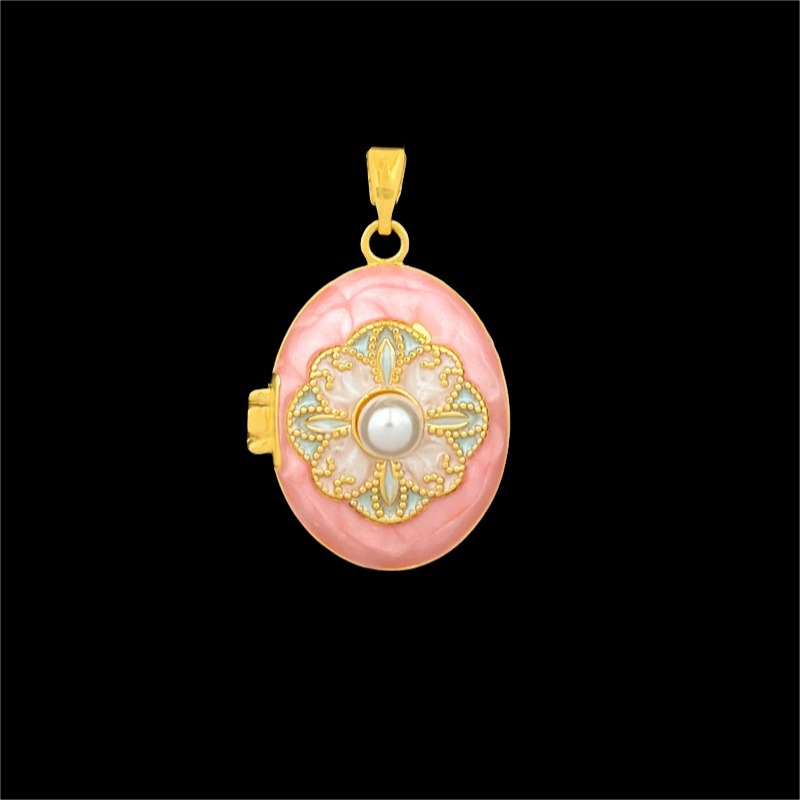 Xl4542 four-petal flower photo box pendant gold powder