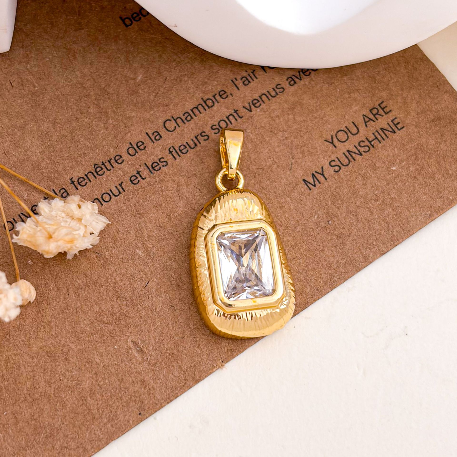 Xl5703 water drop square pendant gold