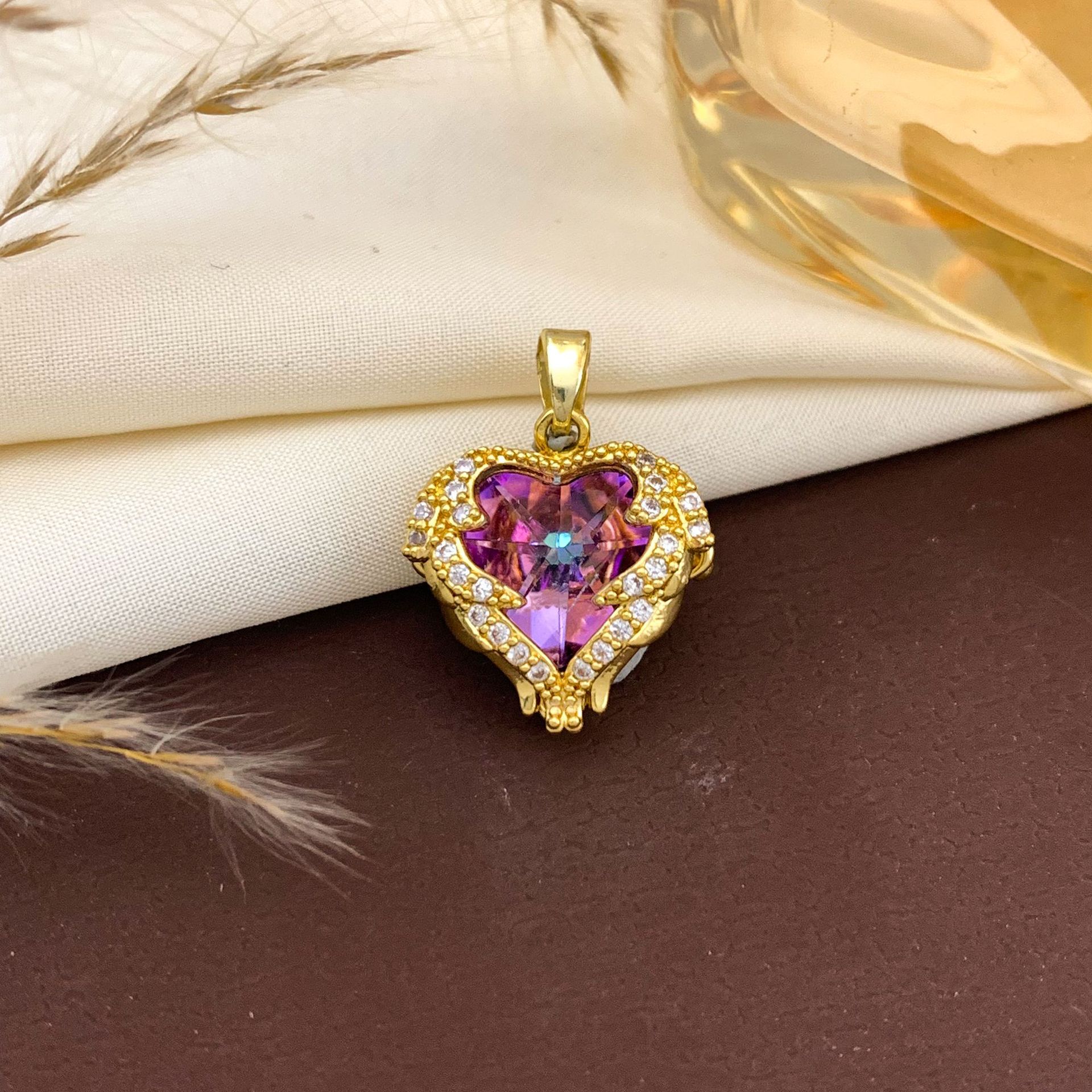 Xl138 colorful ocean heart pendant gold