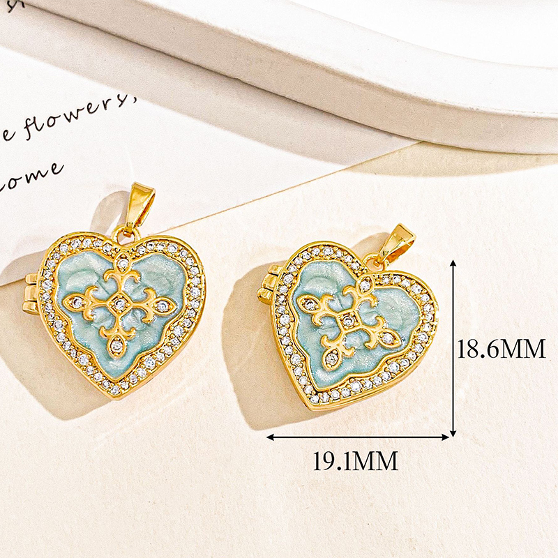 Xl4689 love photo clip pendant gold light blue can be opened