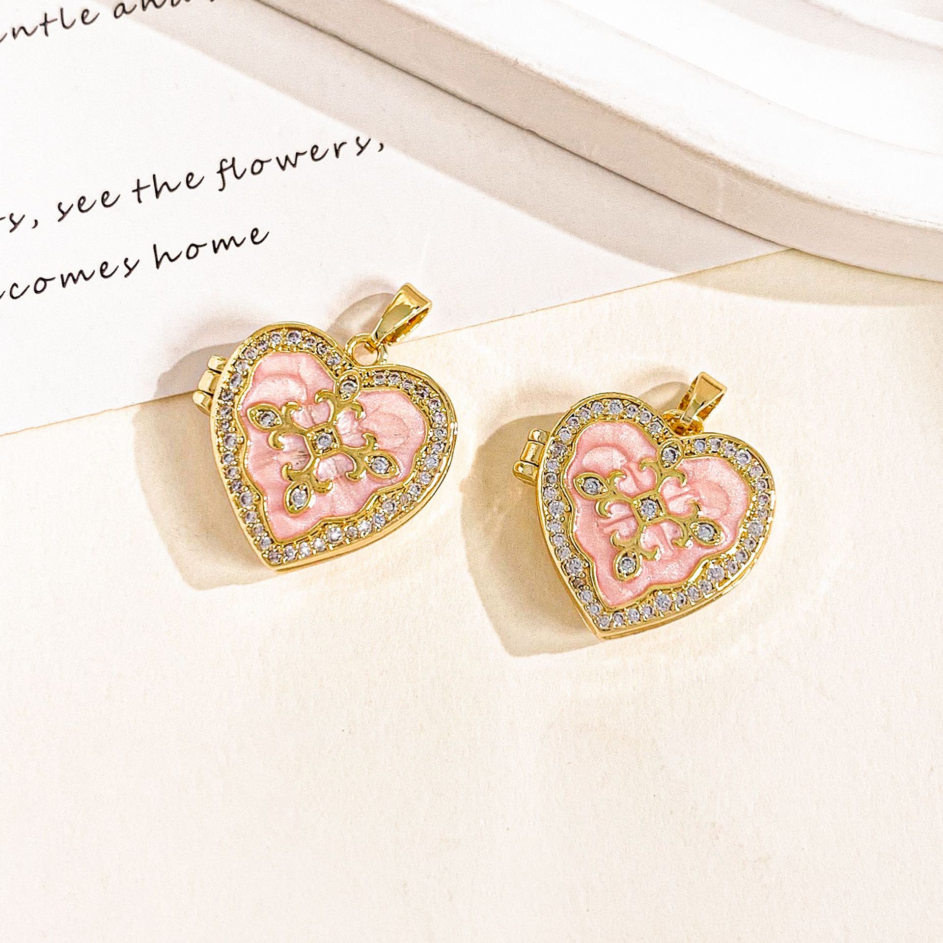 Xl4689 love photo clip pendant gold powder can be opened