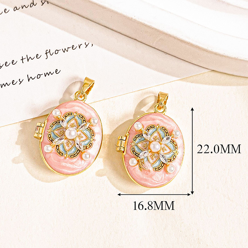 Xl4659 blossoming golden pink photo clip pendant can be opened