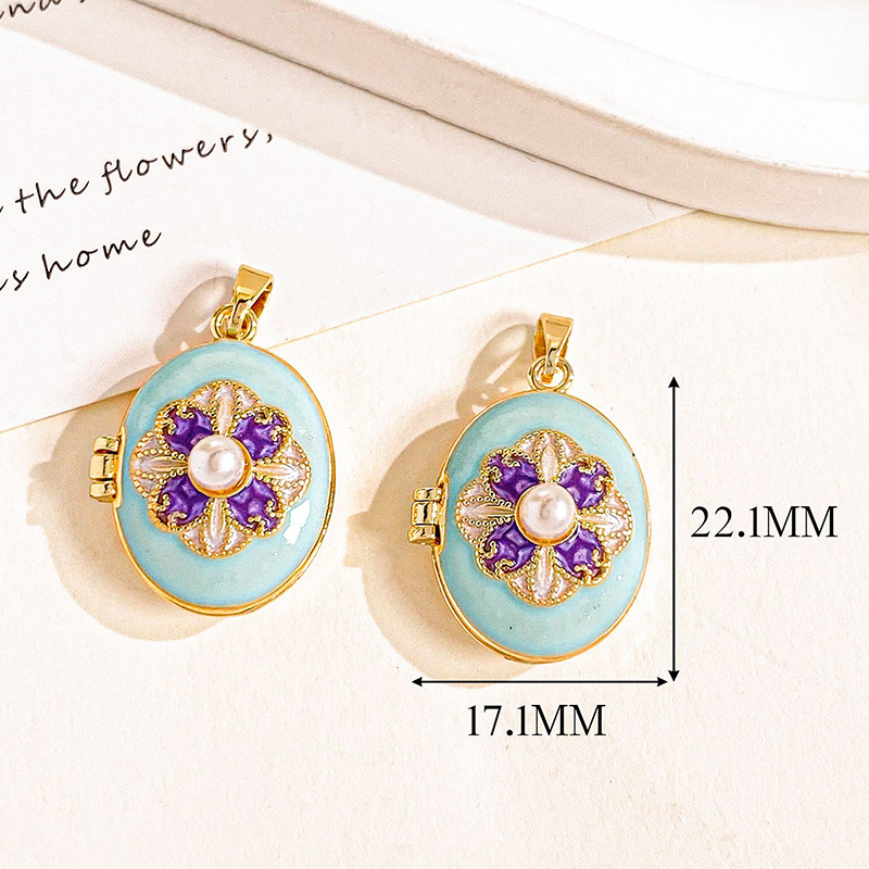 Xl4542 all the way with flowers golden light blue photo clip pendant