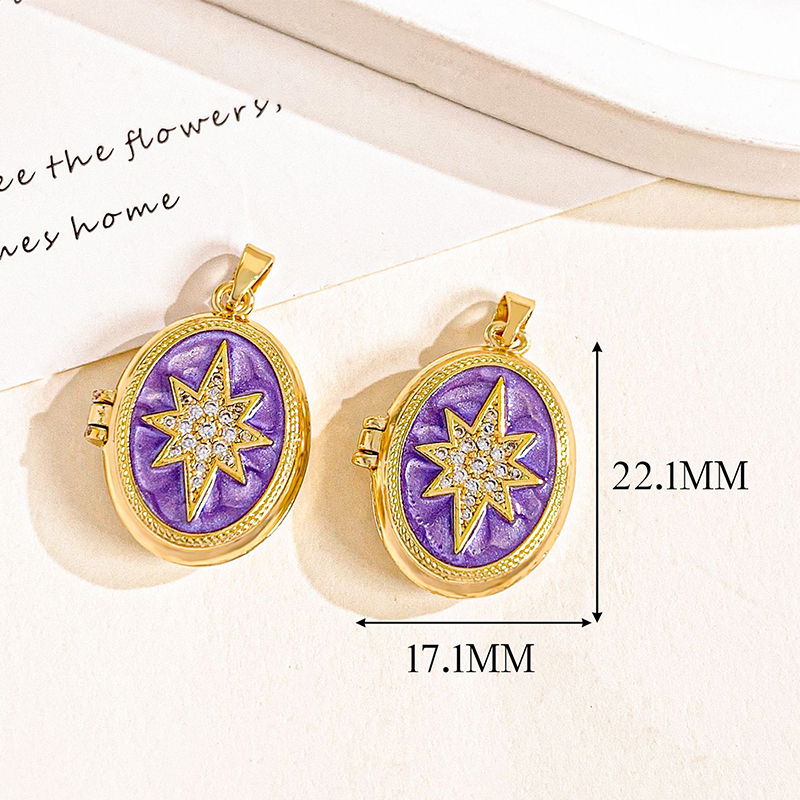 Xl4565 starry gold purple photo clip pendant can be opened