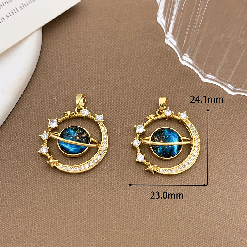 Xl1165 stars surrounding planet pendant gold large