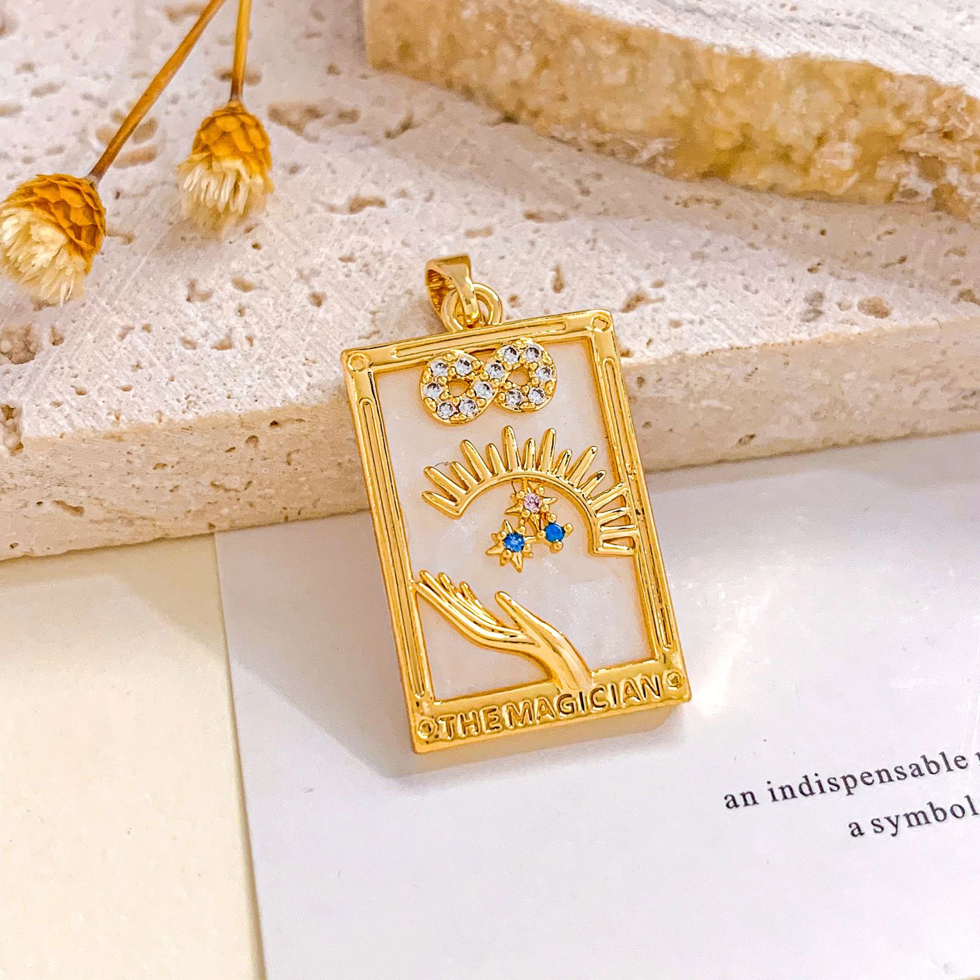 Xl2299 infinite hope tarot pendant gold white