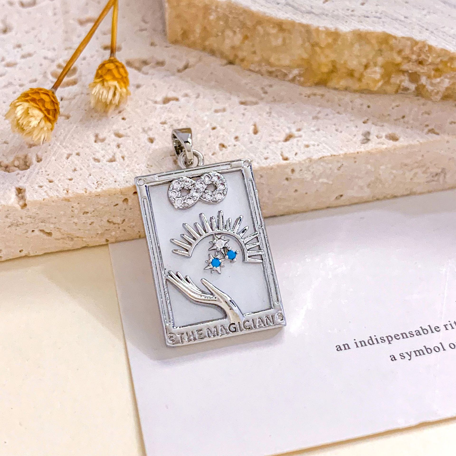 Xl2299 infinite hope tarot pendant silver white