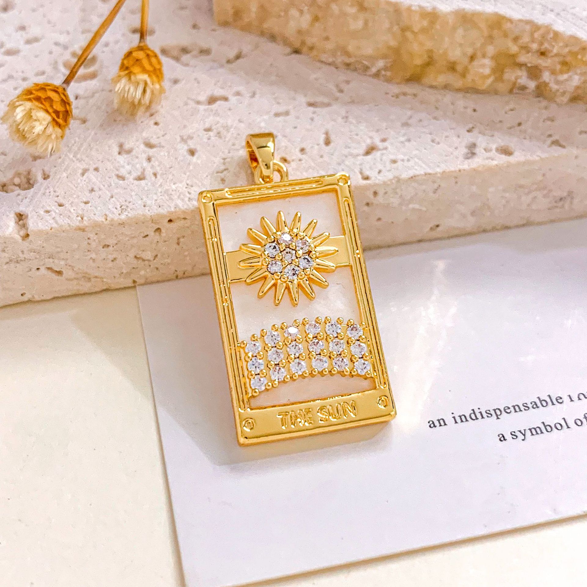 Xl2702 sun rainbow tarot pendant gold all white