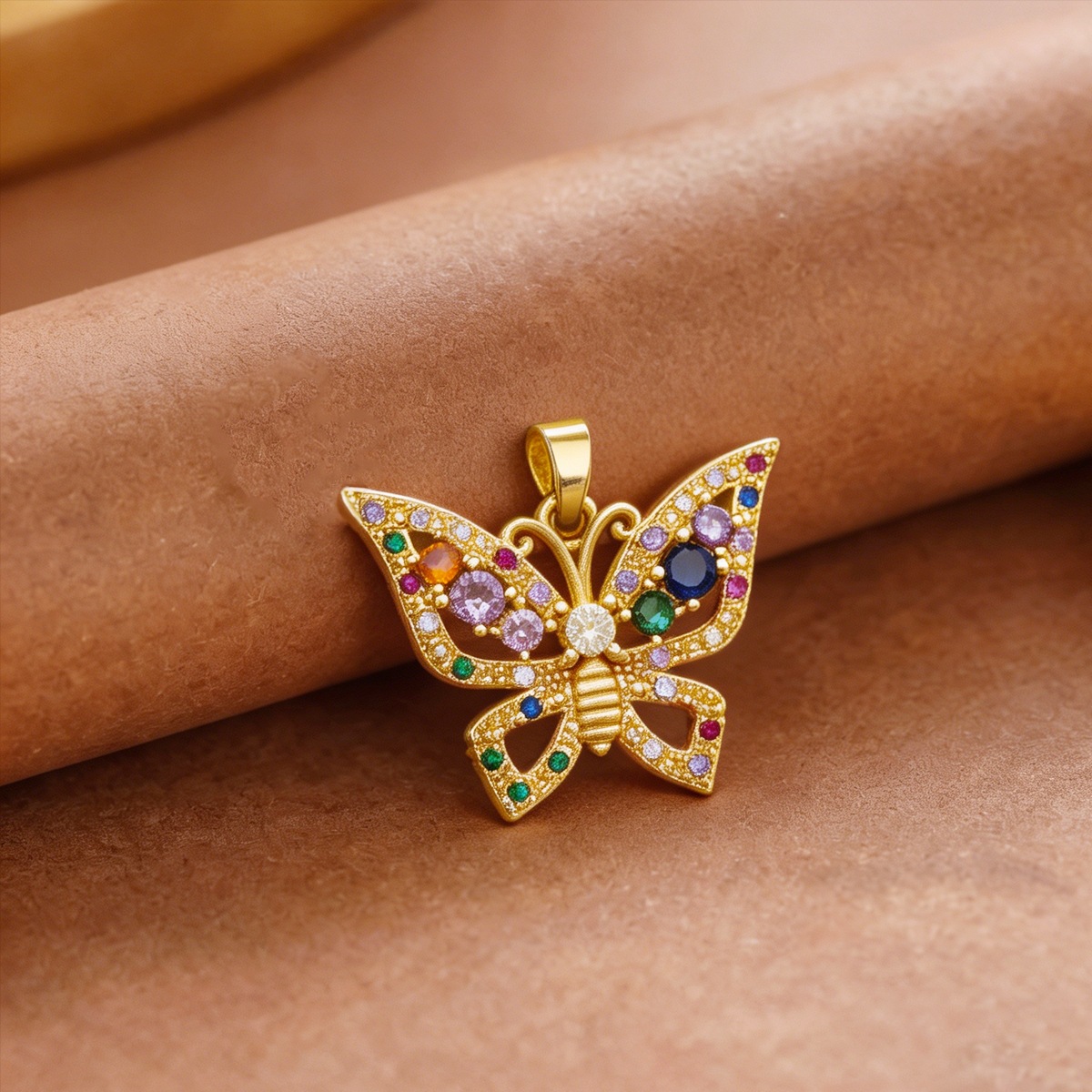 Xl3166 colorful butterfly pendant gold