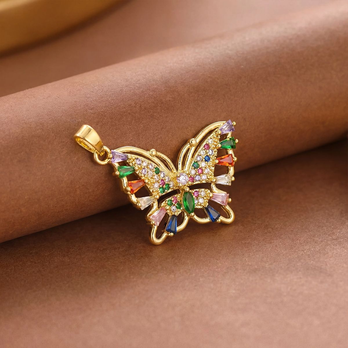 Xl4014 colorful hollow small butterfly pendant gold