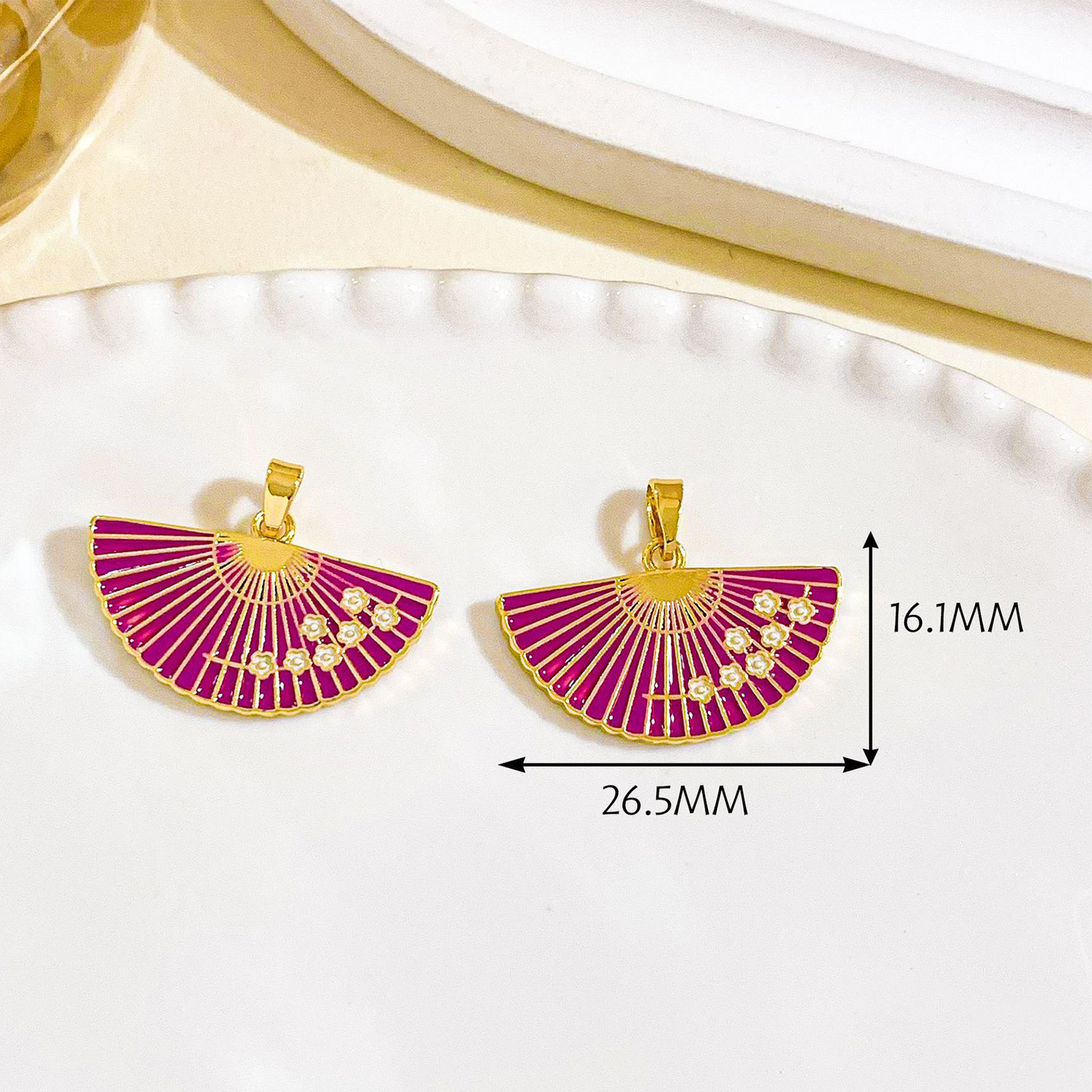 Xl4788 plum blossom folding fan pendant gold purple